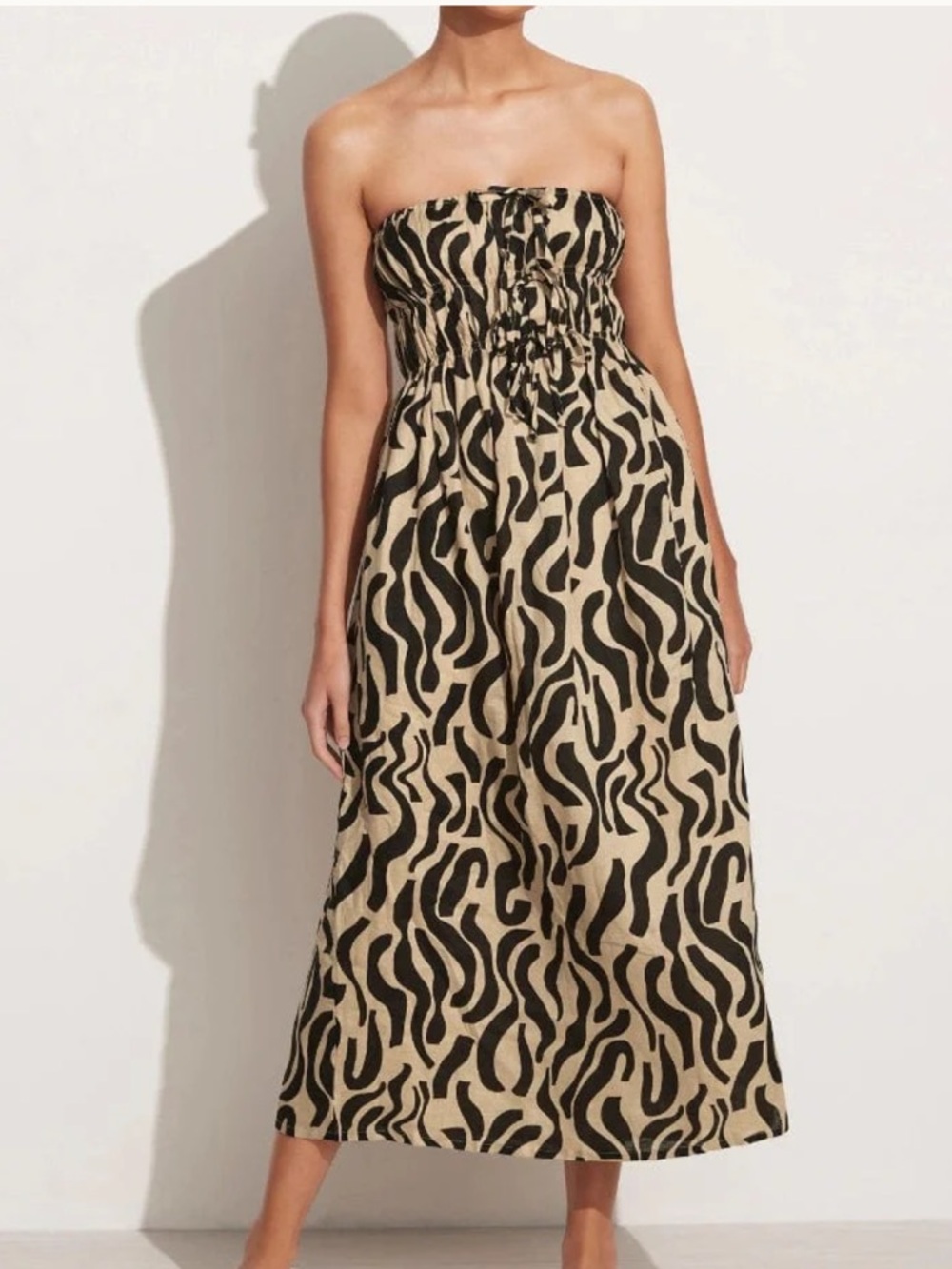 Faithfull the Brand Strapless Contessa Midi Dress La Cateau Print